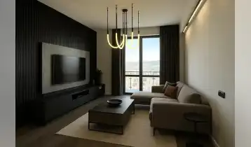(Auto Translate!) A newly renovated apartment for sale, in a newly built block of flats.  Address: P. Datuashvili 7th floor: 13 studio apartments, bedrooms: 3, balconies: 1, 16 square meters with beautiful views of the city.  Ceiling height: 3.10 m. The apartment is furnished with the highest quality materials.
